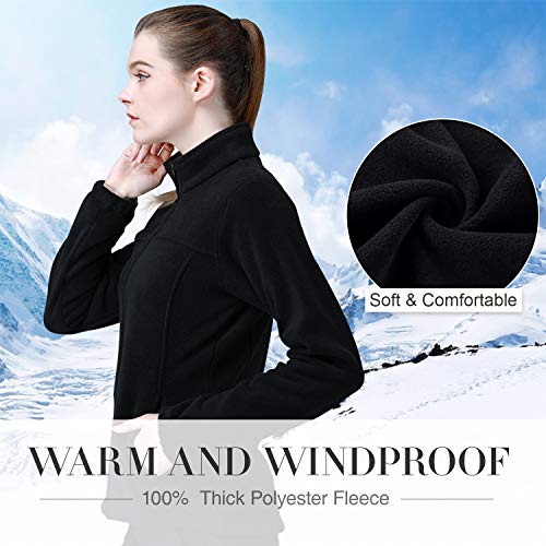 Camel Crown Women Full Zip Fleece Jackets With Pockets Soft Polar Fleece Coat Jacket Sweater For Spring Outdoor New Black Xxxl #TOP2