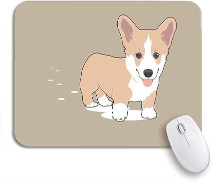 Amazon Co Jp Rosecny 可愛いマウスパッド 茶色の品種かわいいコーギー犬犬漫画フラットイラストノンスリップゴムバッキングコンピューターマウスパッドノートブックマウスマット Computers