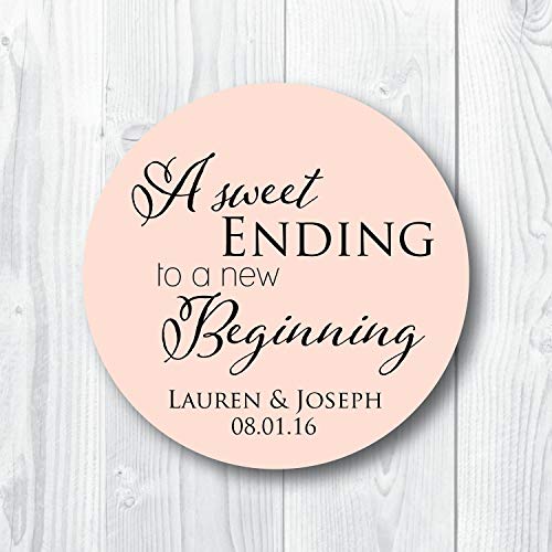 A Sweet Ending to a New Beginning Favor Stickers