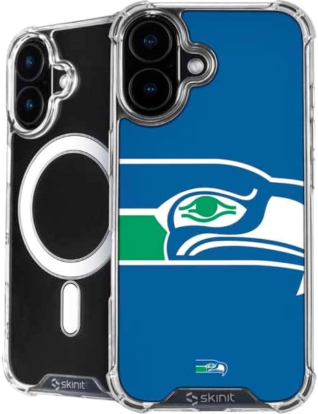 Skinit Phone Case Compatible with MagSafe iPhone 16 Plus - Officially Licensed NFL Seattle Seahawks Tropical Print Design