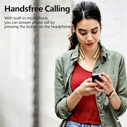 Image of Retractable Neckband Bluetooth Headphones, Noise Cancelling Earbuds with Built-in Mic, 18-24H Playtime Type-C Charging Wireless Sports Earphones for Running Workout Travel Office Call