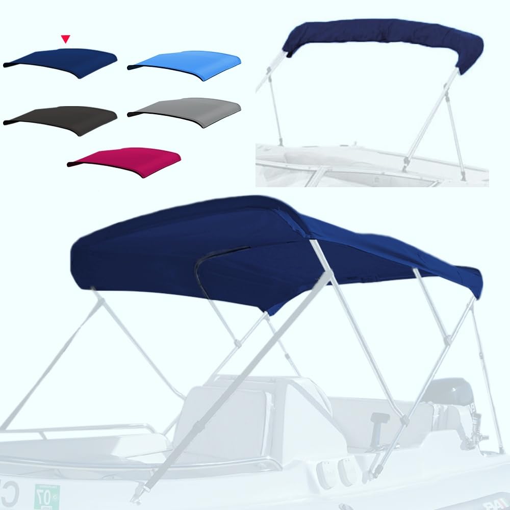 Photo 1 of 4 Bow Marine Grade Bimini Top Replacement Cover, Heavy-Duty Waterproof and UV-Proof Boat Canopy, Fade and Crack Resistant Easy Install Zipper Sleeves Boat Awning/Without Frame,Navy
