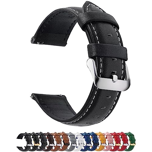 Image of Fullmosa Watch Band, Quick Release Leather Watch Strap Compatible with Samsung Galaxy Garmin for Men Women, Replacement Bands Width 12mm 14mm 16mm 18mm 19mm 20mm 21mm 22mm 24mm