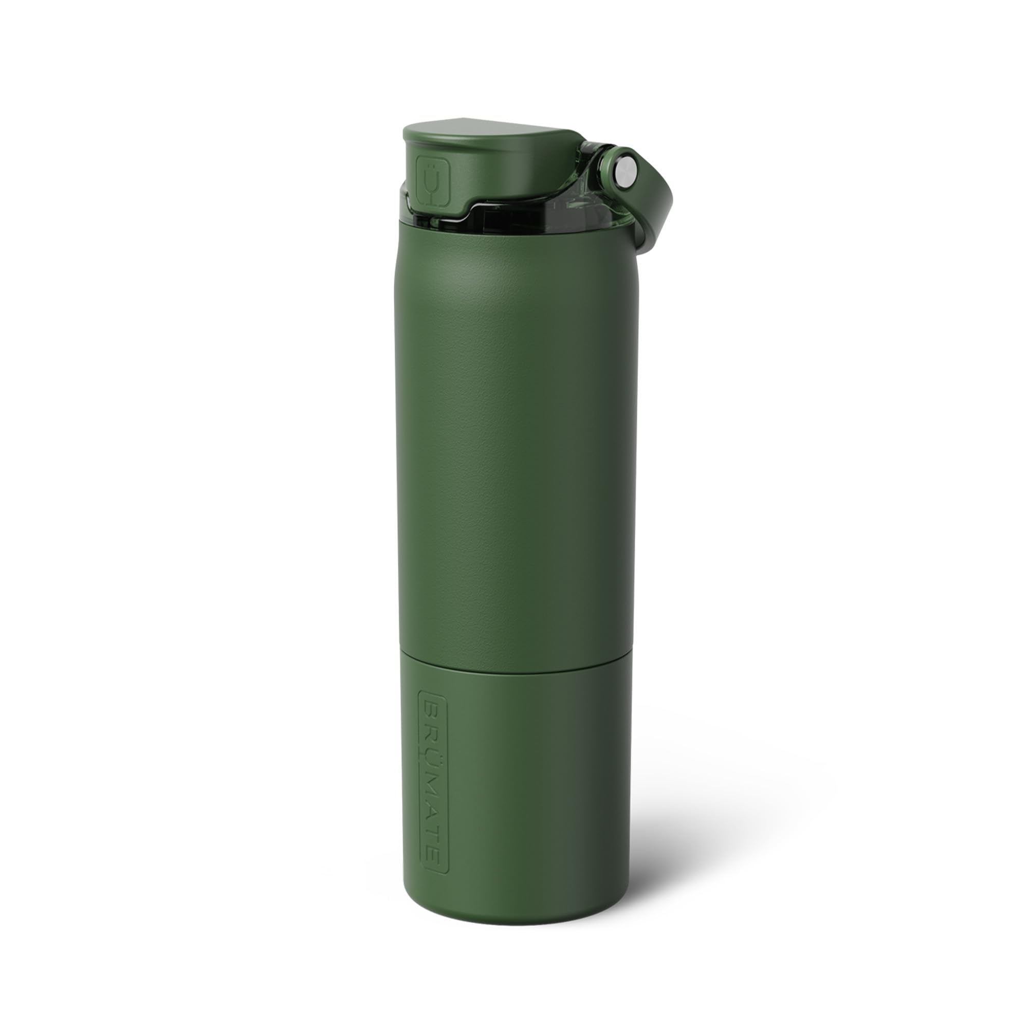 BrüMate Rise 25oz Water Bottle With 100% Leakproof Covered Silicone Straw | Insulated Stainless Steel Water Bottle | Cup-Holder Friendly | Fast Flow | Soft Sip Silicone Spout | BPA-Free (OD Green)