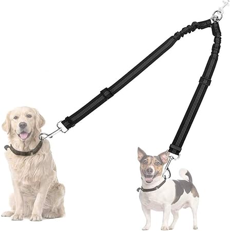 Amazon Com Autowt Double Dog Leash No Tangle 360 Swivel Rotation Reflective Double Lead Adjustable Length Dual Two Dog Lead Splitter Comfortable Shock Absorbing Walking Training For Two Dogs Black Pet Supplies
