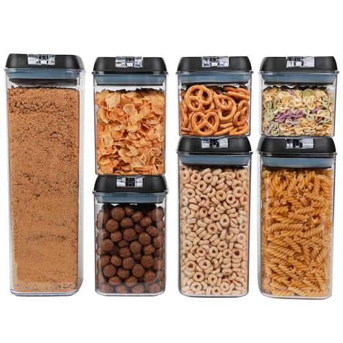 House Organizer - Kit com 7 Organizadores Multiuso Herméticos, Porta-Mantimentos Empilháveis, para uma Despensa Mais Organizada