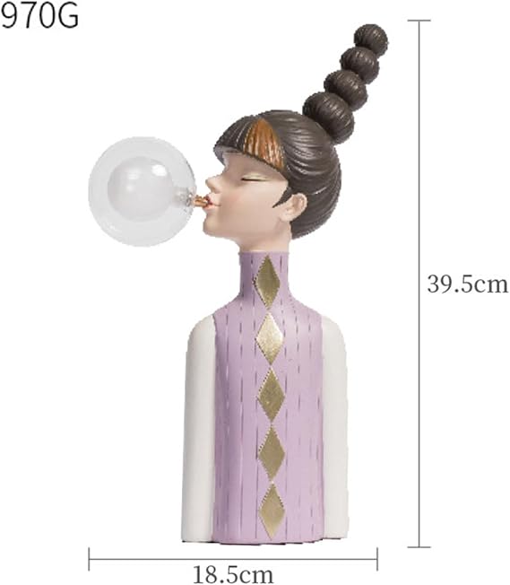 Creative Night Light Desk Lamp, Bubble Blowing Girl Desk Lamp, Modern Lighting Table Ornament, Violet
