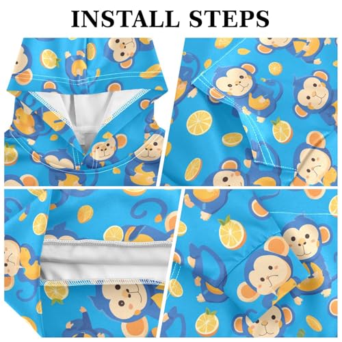 KLL Blue Monkey Pattern Boys And Girls Sweatshirt Fashion Hooded Pullover Hoodies Kangaroo Pocket3