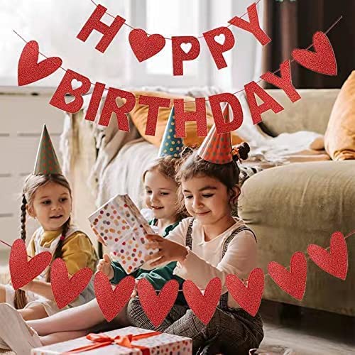 Image of FestikoValentines Day Birthday Banner for Valentine's Day Decoration Heart Banner for Valentines Day Birthday Party Decorations Supplies, 3Pcs
