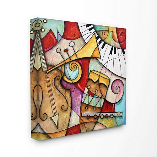 Stupell Industries Colorful Geometry Abstract Musical Instruments Painting, Design by Artist Eric Waugh Wall Art, 30 x 1.5 x 30, Canvas