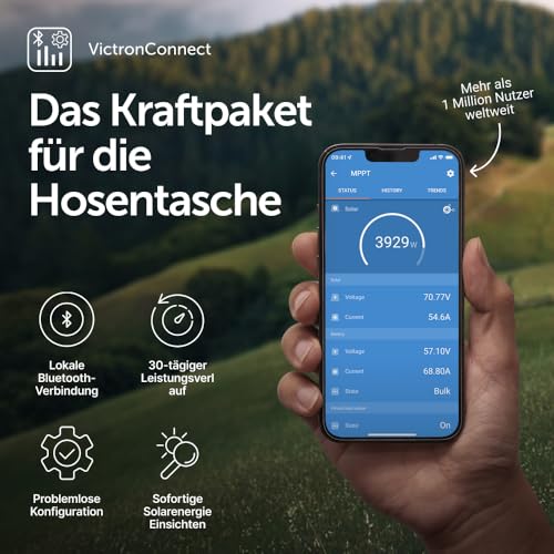 Victron Energy SmartSolar MPPT Tr Laderegler (Bluetooth) - Solar Laderegler - 150V 60 Amp 12/24/36/48-Volt