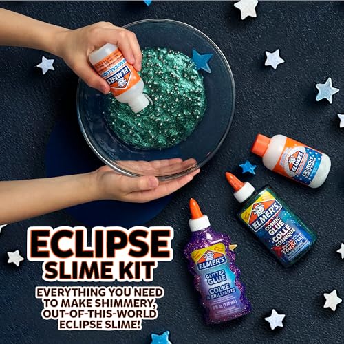 Image of Elmer's Eclipse Slime Kit, Slime Supplies Includes Cosmic Glue, Purple Glitter Glue, Original Activators and Crunchy, 4 Count