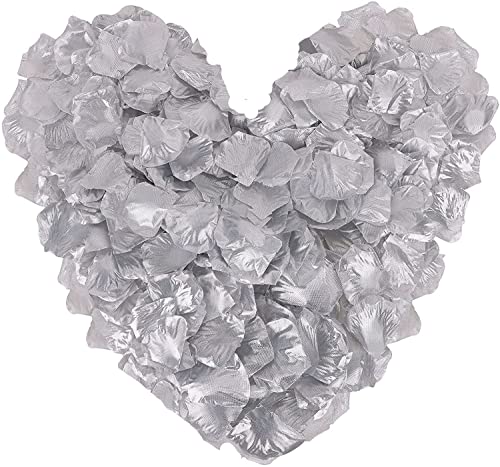 Ocharzy 1000 Pcs Rose Petals Fake Rose Petals For Romantic Night, Wedding Flower Decoration, Party, Events (Silver) #TOP1
