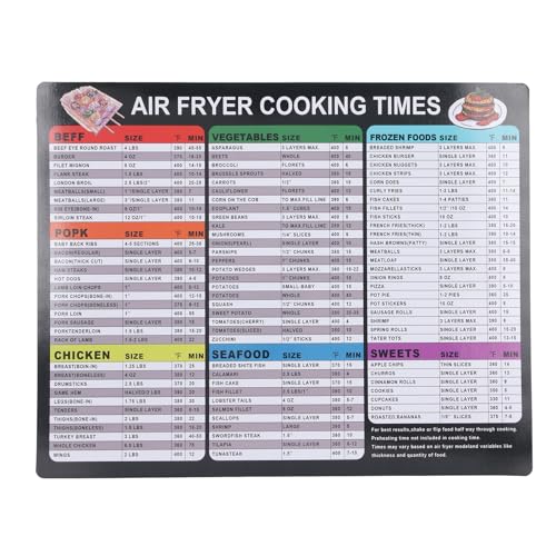 Fryer Magnetic Cheat Sheet Convenient Practical Accurate Cooking Times Reference Chart for Fryer Accessories Cookbook Recipe Card Meat Temp Guide 20x25cm