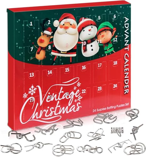 OBEST クリスマス 知恵の輪 24個セット アドベントカレンダー ワイヤーパズル 金属 立体パズル 知恵おもちゃ 脳トレ 謎解き 手遊び 知育玩具 益智玩具 子供教育 IQゲーム 人気 6歳以上適用のサムネイル