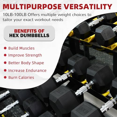BalanceFrom Premium Rubber Encased Hex Dumbbell, 45-Pound Pair - 3