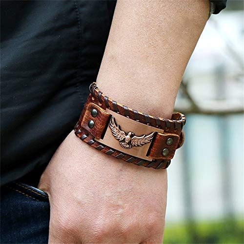 Image of GelConnie Viking Bracelet Punk Leather Cuff Bracelet Gothic Leather Wristband Bracelet with Nordic Amulet Scandinavian Talisman Celtic Pagan Jewelry