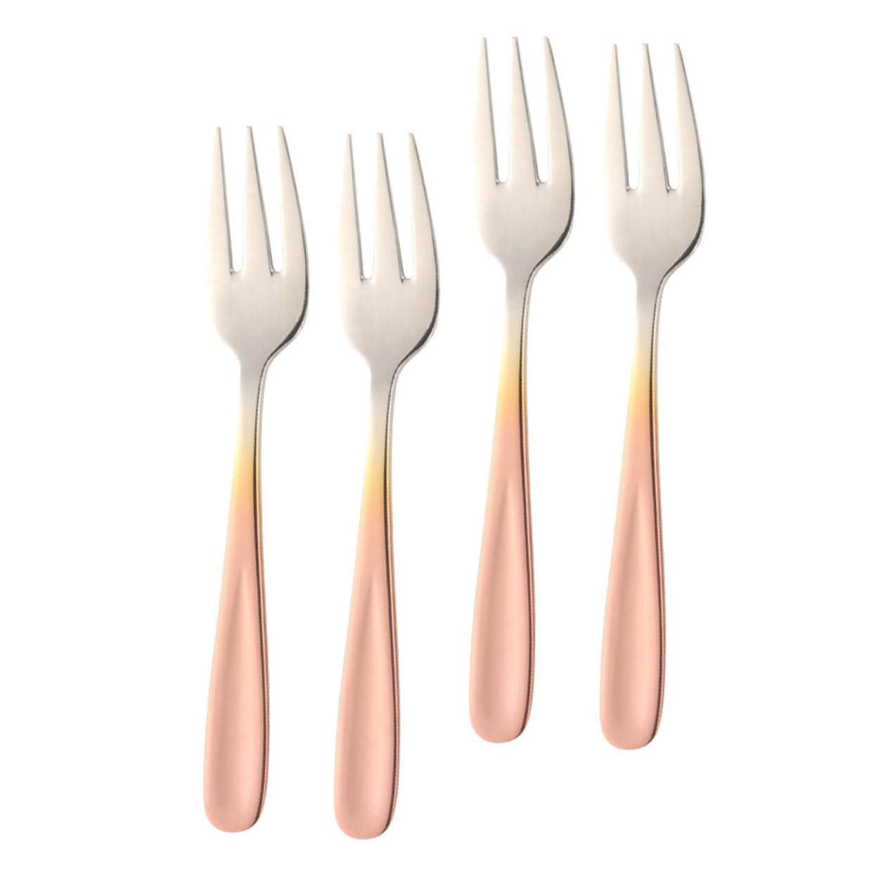 OUNONA 4Pcs Stainless Steel Appetizer Forks Gradient Color Food Forks for Dessert Fruit and Salad for Parties and Gatherings Kitchen Gadgets