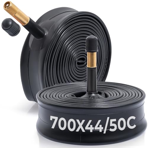 MetersGod 2本,700x45c/48c/50c 自転車チューブ,700x44-50c 自転車タイヤに対応,米式バルブ48mm,ブチルゴム,適用ロードバイク、クロスバイク、シティバイク,MGN047