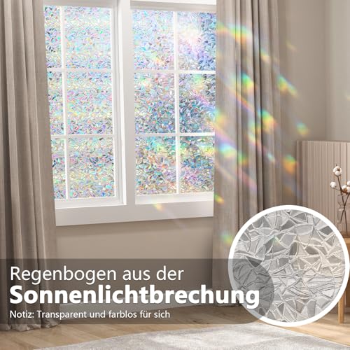 NINETREX Fensterfolie Bunt Selbsthaftend Sichtschutzfolie 115 * 400cm – Ansicht 2