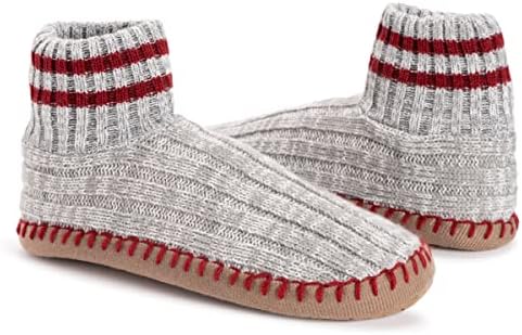 MUK LUKS Men's Cuff Slipper Boots, Ash/Ivory Marl, 8-10 | Image 6