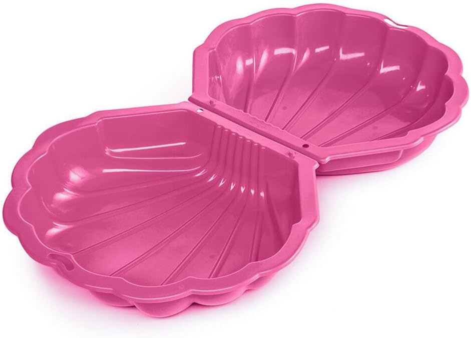 Shell Clam Shaped Plastic Sandpit Outdoor Garden Fun Paddling Ball Pool Sand Pit (2, Pink)