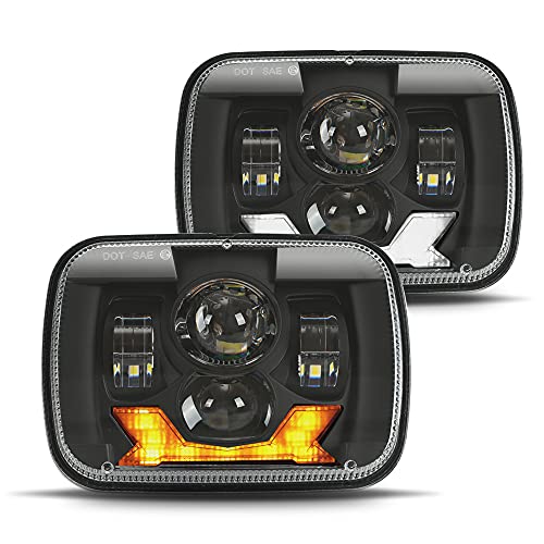 2021 New Osram Chips 5x7 Inch 7x6" Led Headlights, DOT Approved Anti-glare 180W Bright Lamp w/ DRL Amber Turn Signal For J eep Cherokee XJ Wrangler YJ GMC Comanche MJ, Pack of 2