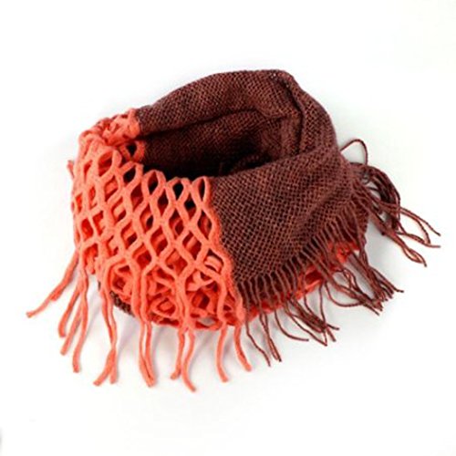NOVAWO Fashion Women Winter Warm Knit Long Scarf Tassels Shawl Infinity & Straight (Orange)
