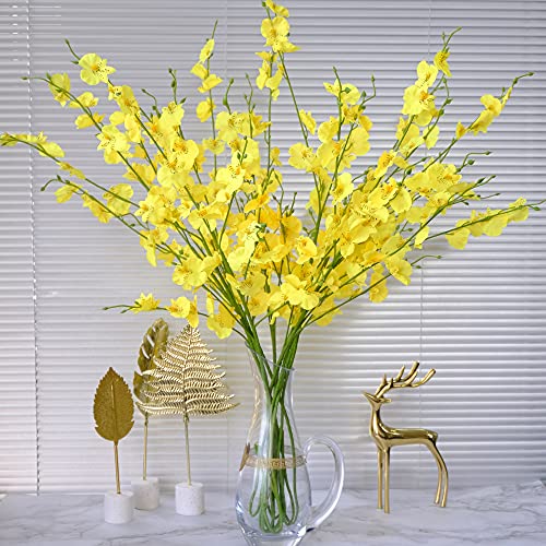 Lot de 10 orchidées artificielles jaunes en soie Cover