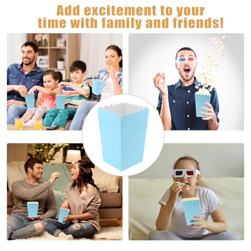 Image of 50 Pcs Light Blue Popcorn Boxes Mini Paper Popcorn Box Cardboard for Party Disposable Snack Candy Holder for Movie Nights Birthday Wedding (Light blue)