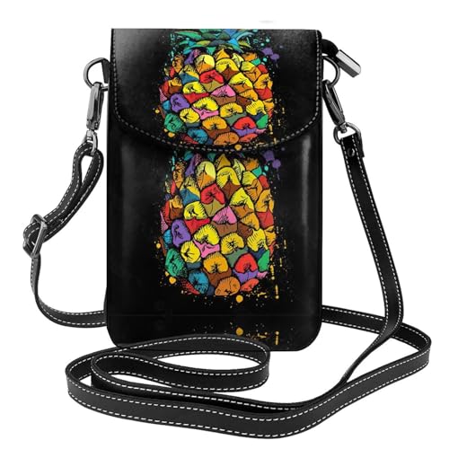 Petit sac à bandoulière coloré ananas femme avec porte-carte intégré