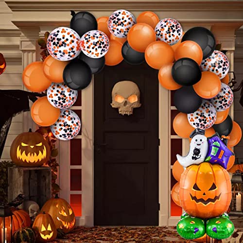 2Pcs Large Halloween Foil Balloons Self Standing 4D Witch Pumpkin Mylar Balloon With Solid Base For Party Decoration Supplies #TOP3