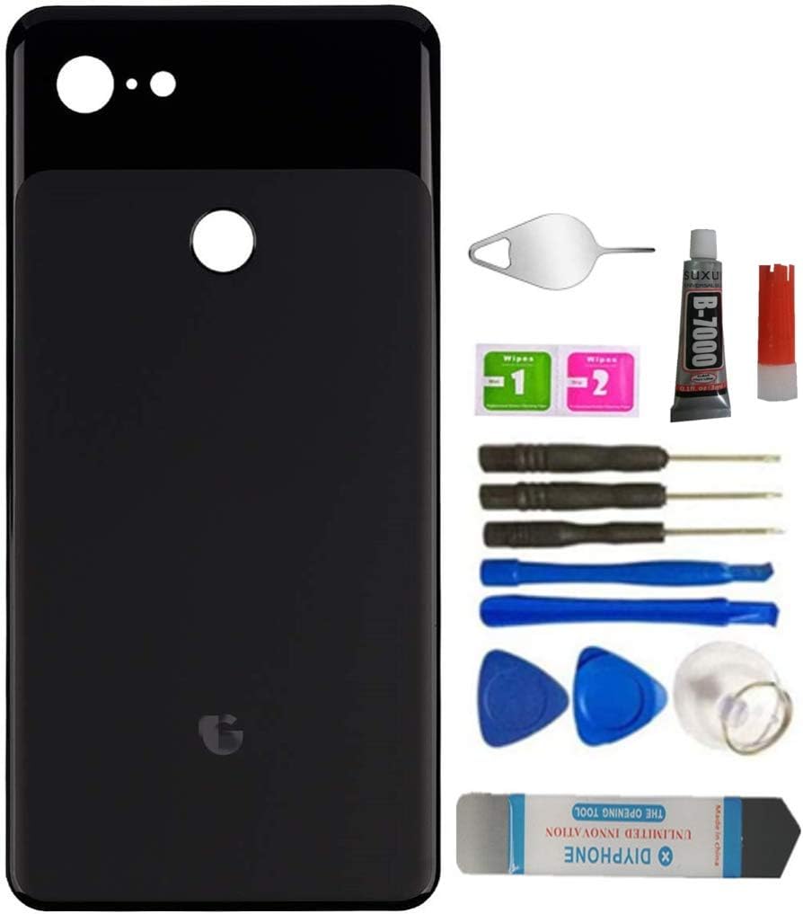SGarnish COCOPARTS Pixel 3 XL Back Glass Replacement Panel Door Housing Parts with Pre Installed Tape for Google Pixel 3 XL (Pixel 3 XL 6.3"/Black)+Tools
