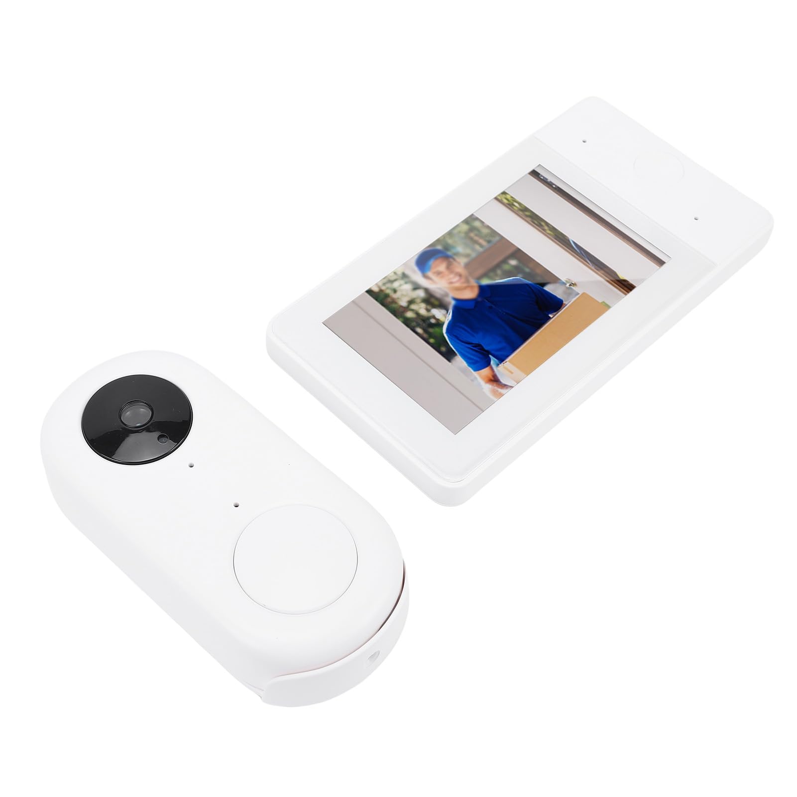 Fabater Cámara de Timbre de Vídeo Inalámbrica, Cámara de Timbre de Puerta a Prueba de Agua IP65 con Pantalla de Monitor de 4,3 Pulgadas, Audio de 2 Vías, ángulo de
