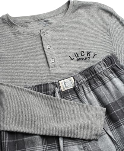 Lucky Brand Men's Pajama Set - 2 Piece Long Sleeve Crewneck Mens Shirts and Flannel Lounge Pants - Cozy Pajama Pants Set S-XL3