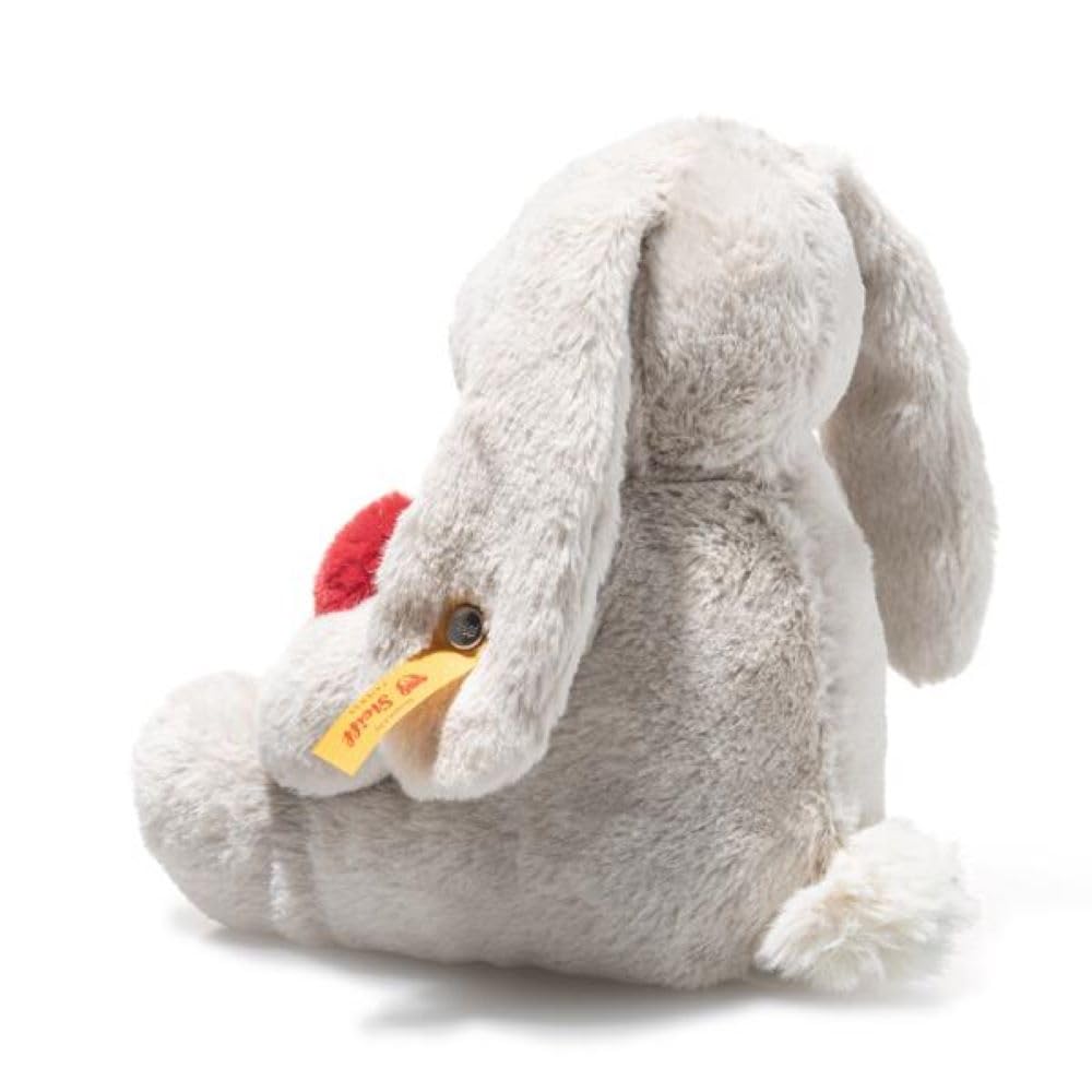 Steiff Hoppie Hase mit Herz 16cm hellgrau, Plüschtier Hase mit Schlappohren, Soft Cuddly Friends, flauschiges Stofftier zum Kuscheln und Spielen, Kuscheltier für Mädchen und Jungen, waschmaschinenfest - 3