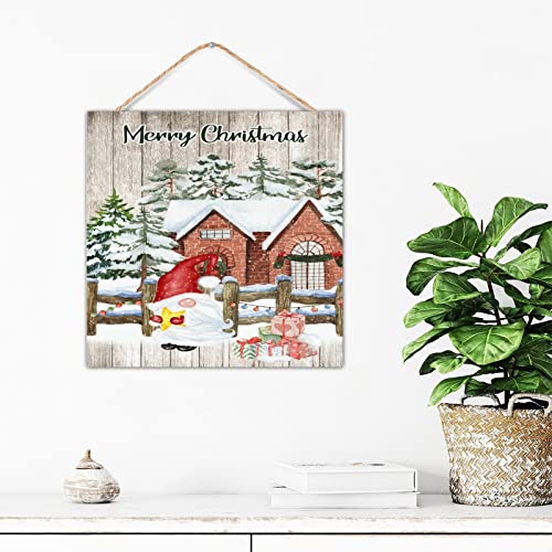 Panneau rustique en bois établi gnomes de Noël déco intérieure chic