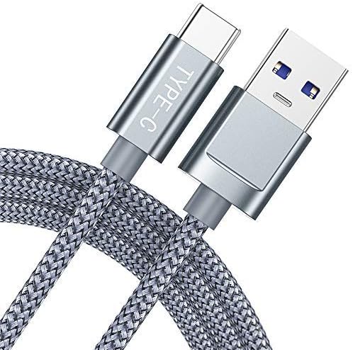 USB C Cable, USB A to USB C Charger (2-Pack 6.6ft) Nylon Braided Fast Charging Cord Compatible with Samsung Galaxy Note 9 S9 S8 Note 8, LG V30 G6 G5, Pixel (Grey)