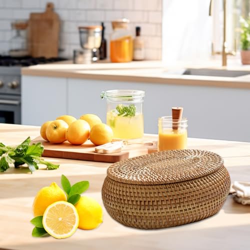 Panier en rotin avec couvercle boîte décorative bureau de ferme