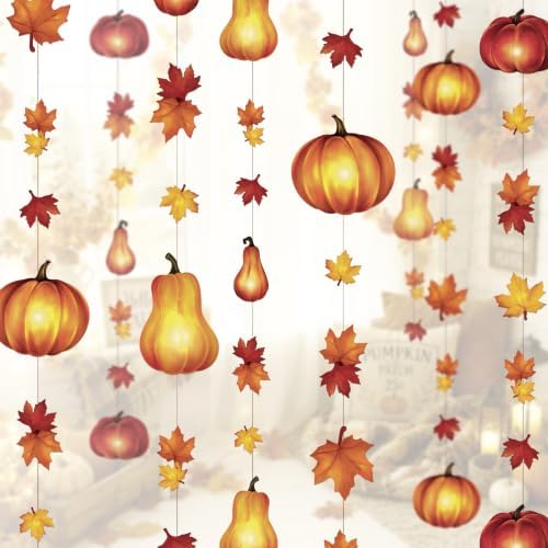 Cheerland Pumpkin Fall Leaf Garlands Thanksgiving Party Decoratio...