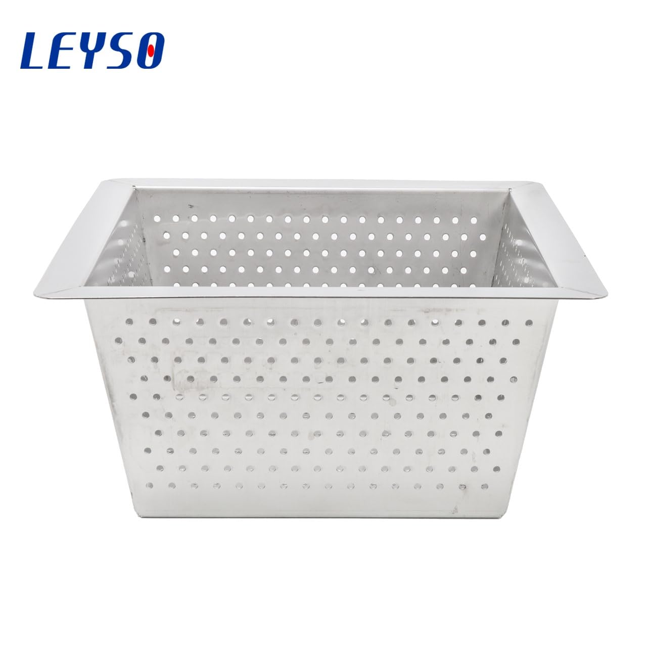 Leyso Cesta de acero inoxidable para colgar en la parte superior del fregadero, cubierta de drenaje para fregadero, 10 x 10 x 4-3/4 pulgadas para cocina, restaurante, bar, bufé (4-3/4 pulgadas de alto