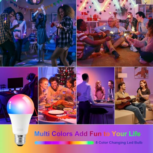 Image of Ambimall Floor Lamp for Living Room with Smart Light Bulb, RGB + Stepless Dimmable Colors Temperature & Brightness(White Shade & Black Pole)