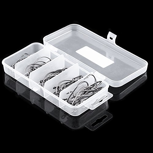 Barbless Fishing Hooks, 50PCS/Box High Carbon Steel Offset Fishing Fly Tying Hook Crank Worm Jig Fishing Accessories - Image 2