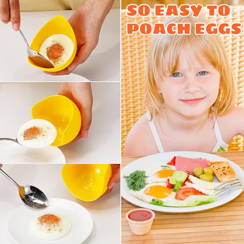 image for LTWQLing Poached Egg Cooker - Egg Poaching Cups, Non-Stick Silicone, M