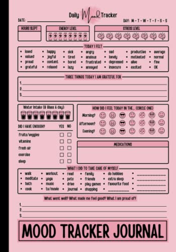 Mood Tracker Journal: Daily Mood Tracker Notebook | Daily Health & Wellness Diary With Prompts | Mental Health Diary | Self Care Journal For Women & Teens Girls