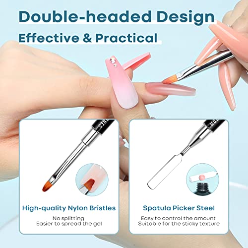 Image of Modelones Poly Extension Gel Kit Slip Solution for Nails Forms with Dual-Ended Nail Brush Anti-Stick Liquid Brushes Cleaning Easy Spread for Beginner
