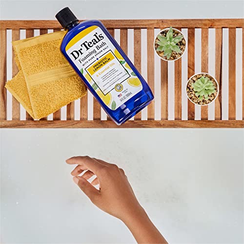 Dr Teal's Foaming Bath With Pure Epsom Salt, Prebiotic Lemon Balm & Essential Oils, 34 Fl Oz (Pack Of 4) (Packaging May Vary) #TOP5