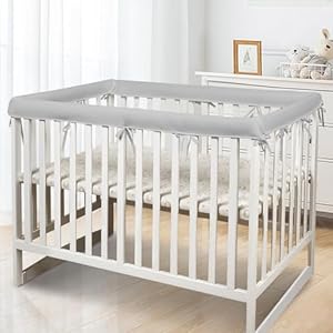 MZRON 4Pc Crib Rail Covers Sets,Rail Guard for TeethingSoft Anti-Collision Strip Corner Cover, Suits for Most Standard Bed (4pc-Gray) (4pc-Gray)