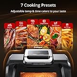 Acekool 7-in-1 Electric Indoor Grill, 1750W Air Fryer Grill Combo with Bake, Roast, Broil, Steam, Dehydrate, See-Through Window, Non-Stick Dishwasher-safe Removable Plates, Even Heat Up to 450°F
