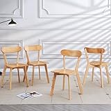 DZOVAD Wood Dining Chairs Set of 4, Farmhouse Kitchen Chairs Set, 100% Natural Solid Wood Material, FSC-Certified